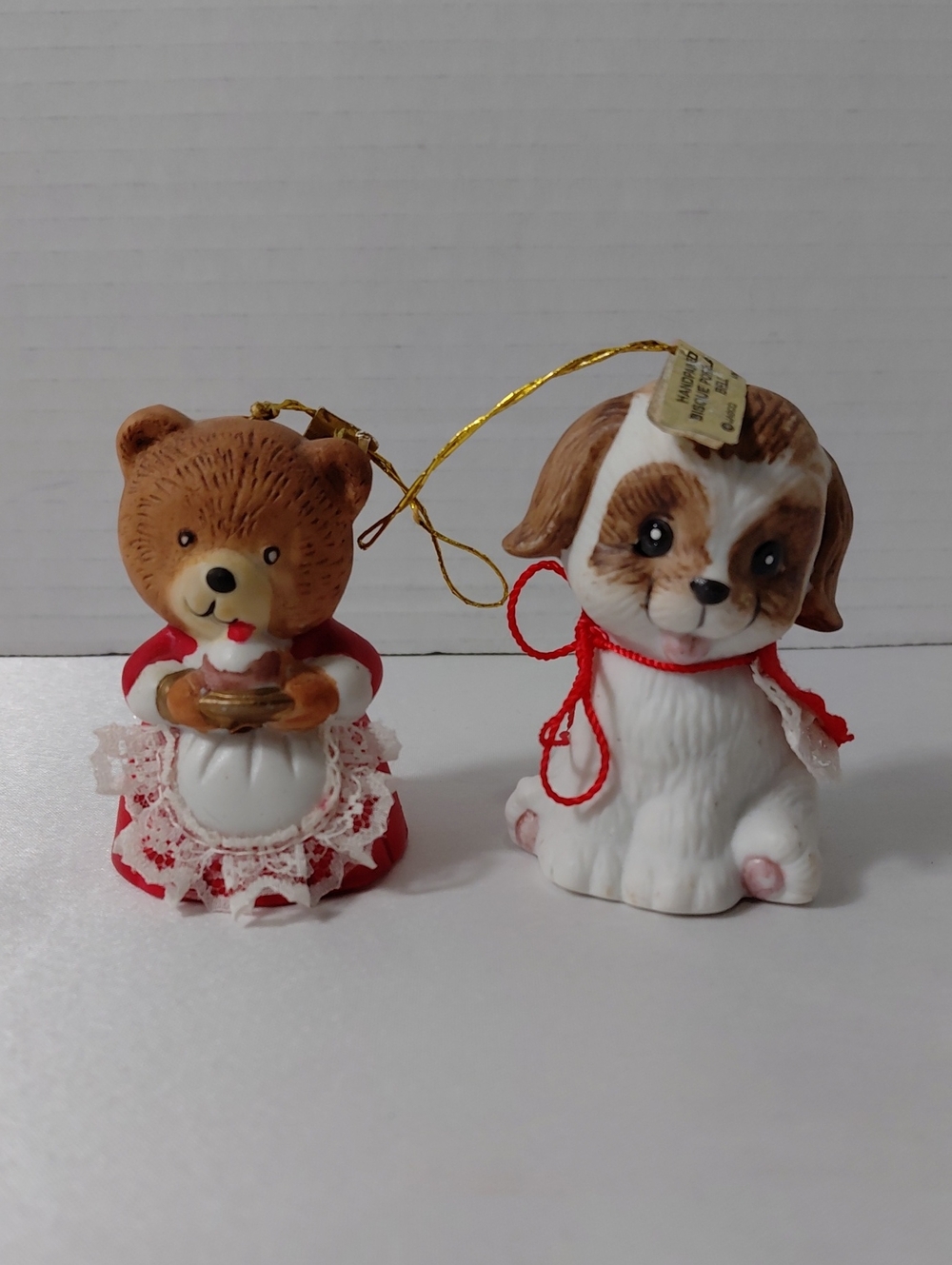 Jasco L'il Chimers Bisque Porcelain Bear & Dog